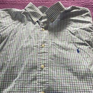 Ralph Lauren Button Down L/S cotton shirt XXL Blue/Green
